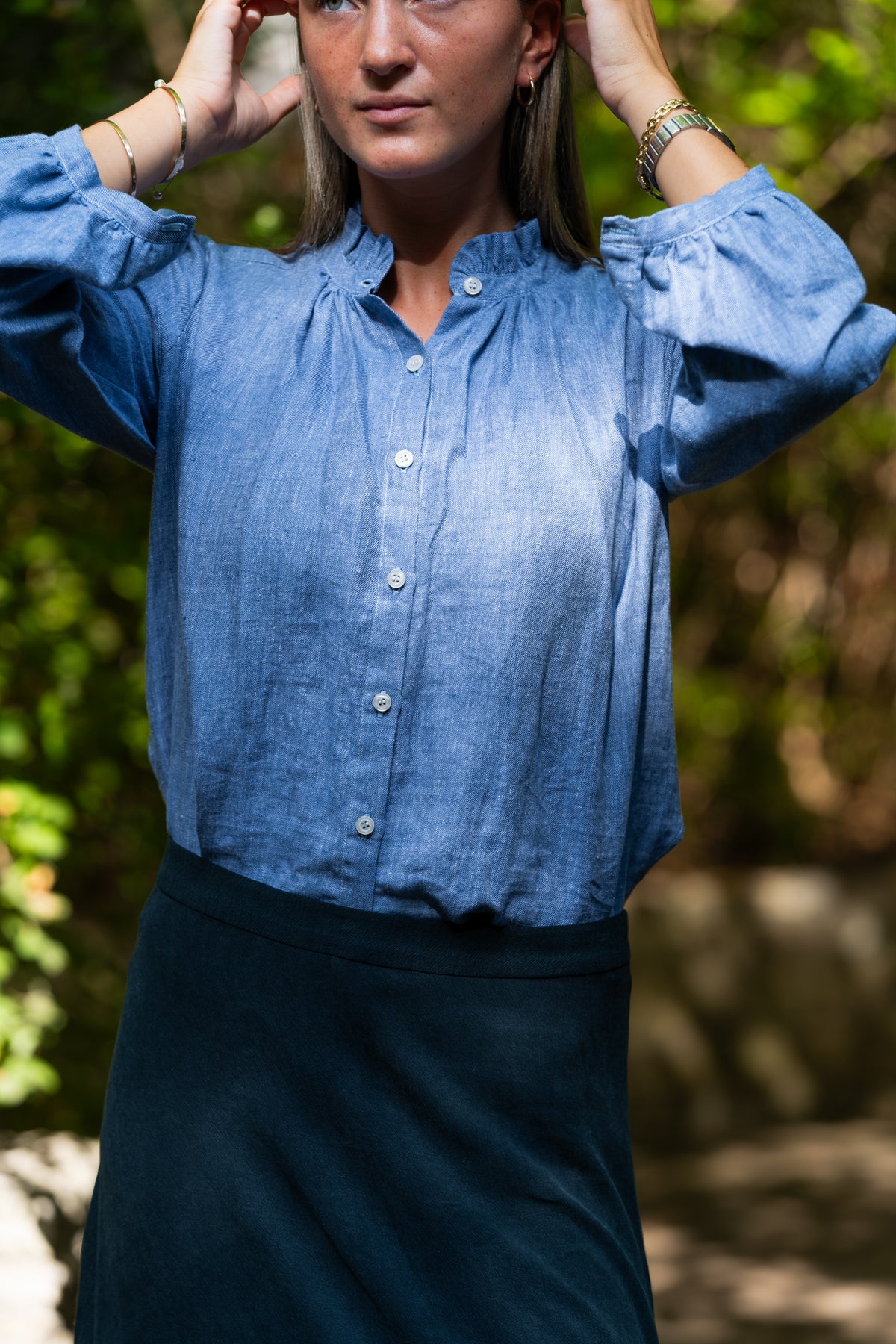 PRE ORDER - Emmy Blouse - Light Chambray
